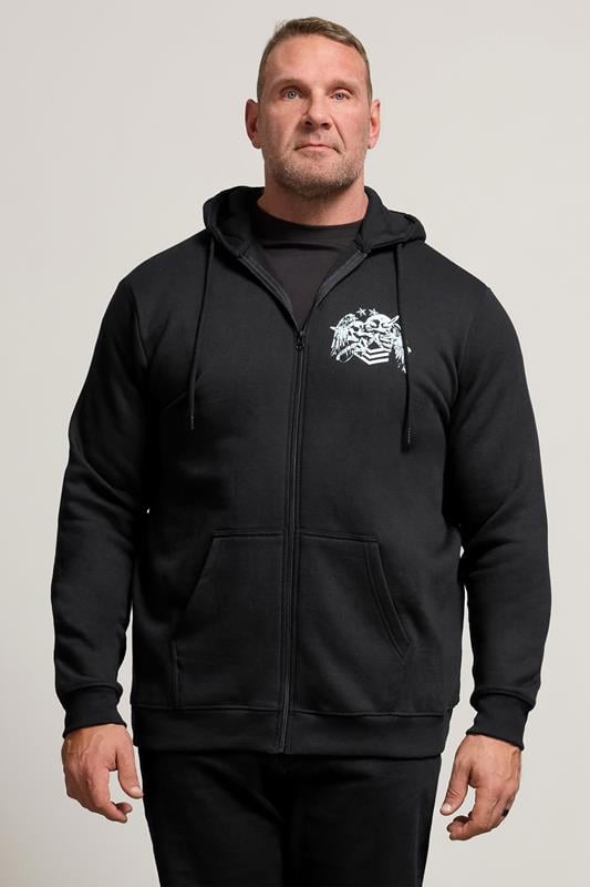 Men's  BadRhino Big & Tall Black Skull Military Zip Through Hoodie