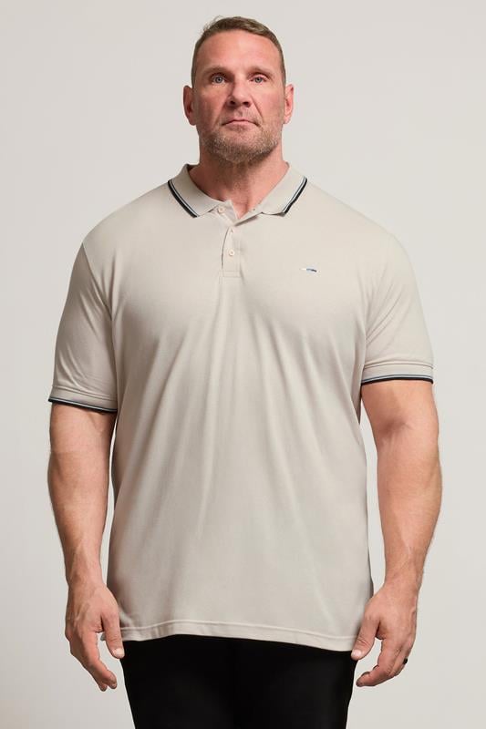 BadRhino Big & Tall Natural Brown Tipped Polo Shirt | BadRhino 2