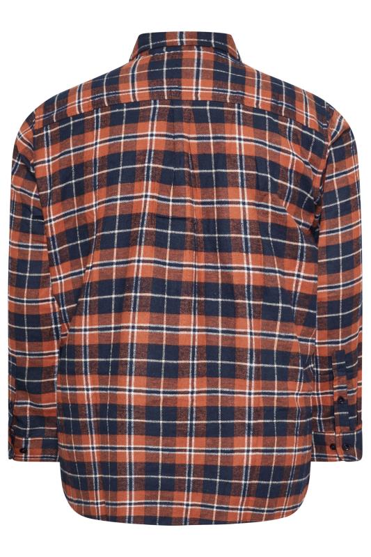 BadRhino Big & Tall Orange Check Print Long Sleeve Flannel Shirt | BadRhino 5