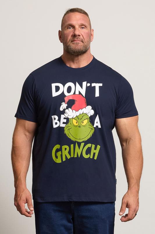 BadRhino Big & Tall Navy Blue Grinch Christmas Graphic T-Shirt | BadRhino 1