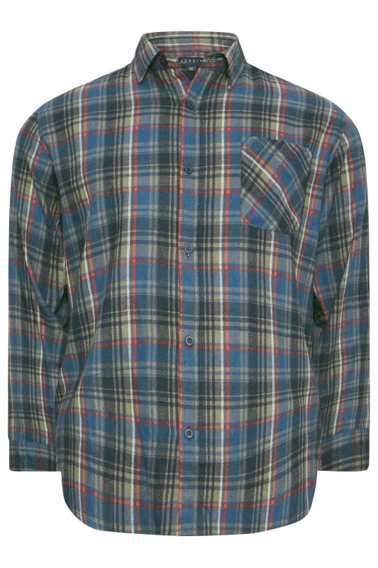 BadRhino Big & Tall Green & Blue Brushed Cotton Check Long Sleeve Shirt 3