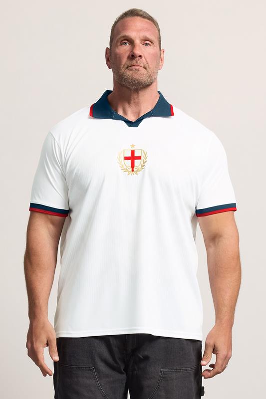  BadRhino Big & Tall White England Football Polo Shirt