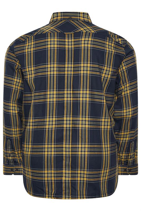 BEN SHERMAN Big & Tall Navy Blue & Yellow Check Shirt | BadRhino 2