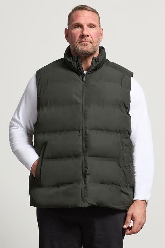 Men's  JACK & JONES Big & Tall Rosin Green Collared Puffer Bodywarmer
