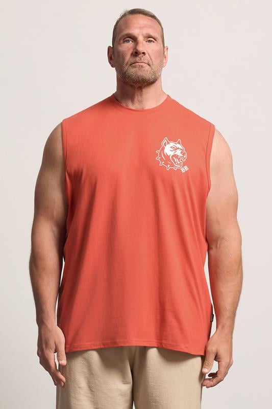  BadRhino Big & Tall Orange Tattoo Dog Graphic Muscle Vest