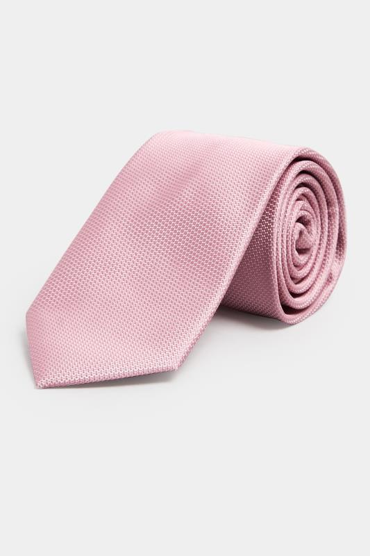 Men's  BadRhino Tailoring Pink Plain Textured Tie