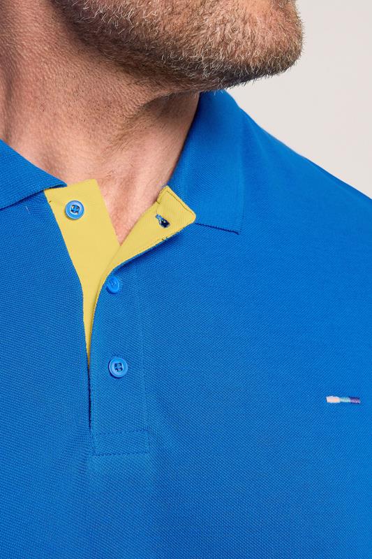 BadRhino Big & Tall Blue & Yellow Contrast Polo Shirt | BadRhino 5