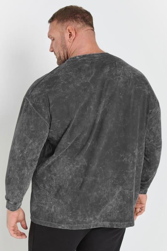 IronRhino Big & Tall Grey Long Sleeve Acid Wash T-Shirt | BadRhino 2