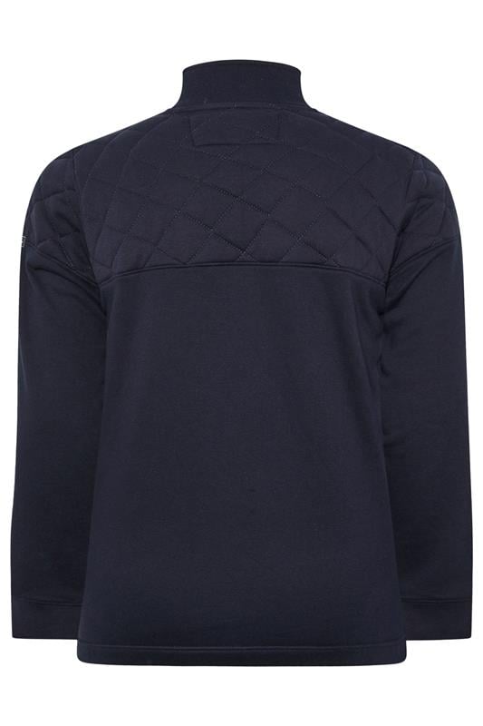 D555 Big & Tall Navy Blue Quilted Quarter Zip Sweatshirt | BadRhino 2
