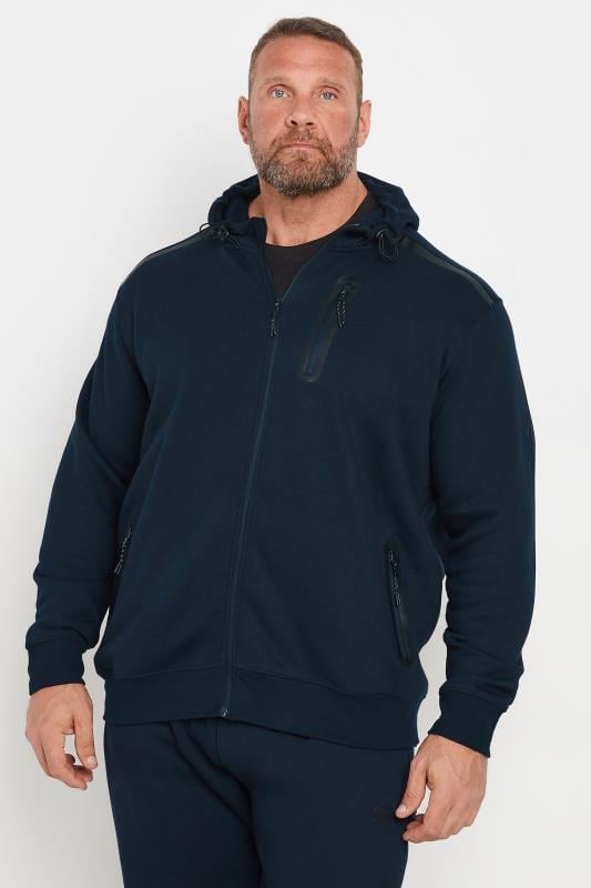 D555 Big & Tall Navy Couture Zip Through Hoodie | BadRhino 1