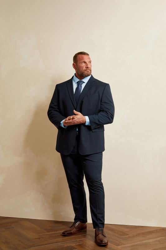 BadRhino Big & Tall Navy Blue Plain Suit Jacket | BadRhino 2