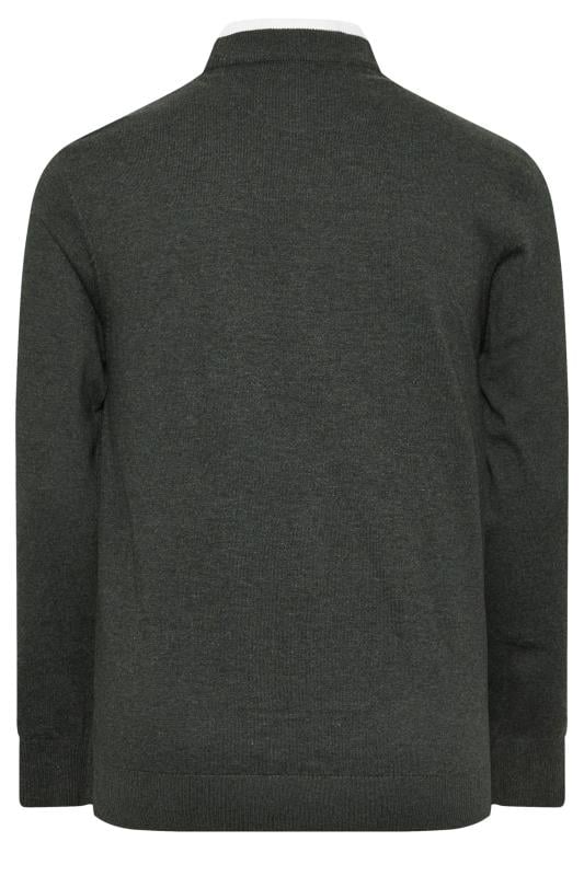 BadRhino Big & Tall Charcoal Grey Cable Knit Mock Shirt Jumper | BadRhino 5