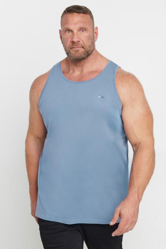 BadRhino Big & Tall 3 PACK Blue Plain Vest Tops | BadRhino 2