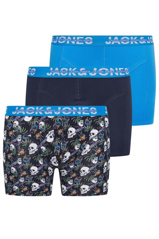 JACK & JONES Navy & Bright Blue 3 Pack Trunks | BadRhino 3
