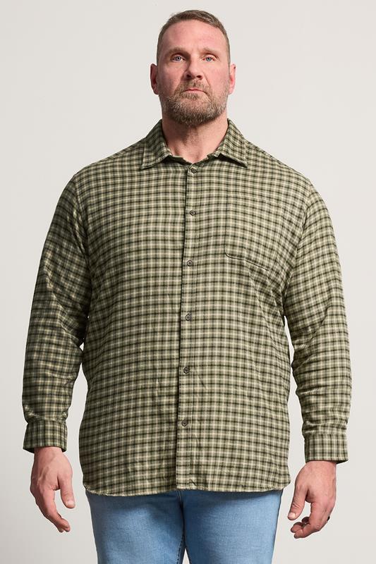  JACK & JONES Big & Tall Olive Green Check Shirt