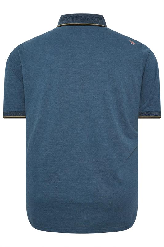 D555 Big & Tall Blue Jacquard Pique Polo Shirt | BadRhino 2