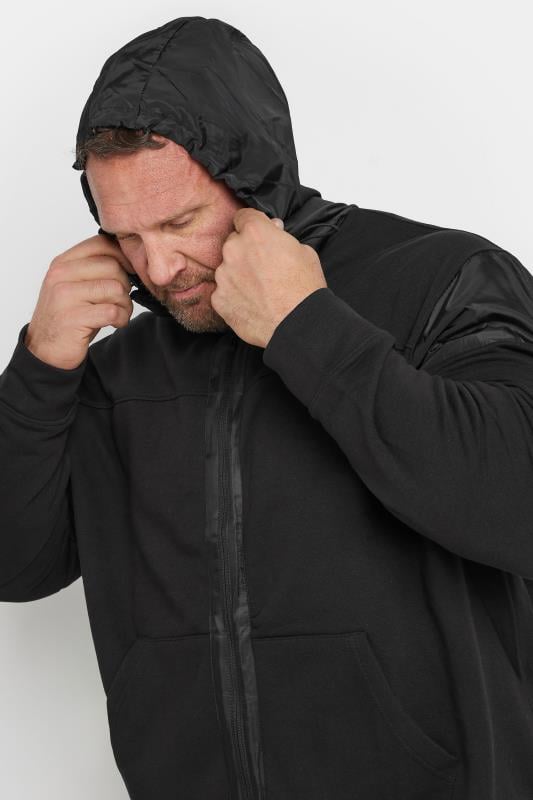 D555 Big & Tall Black Zip Through Constrast Hoodie | BadRhino 3