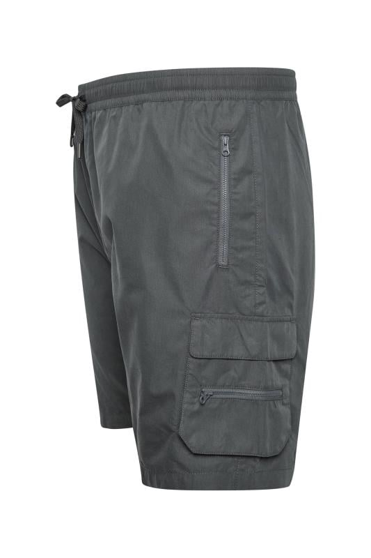 BadRhino Big & Tall Charcoal Grey Crinkle Nylon Cargo Shorts | BadRhino 6