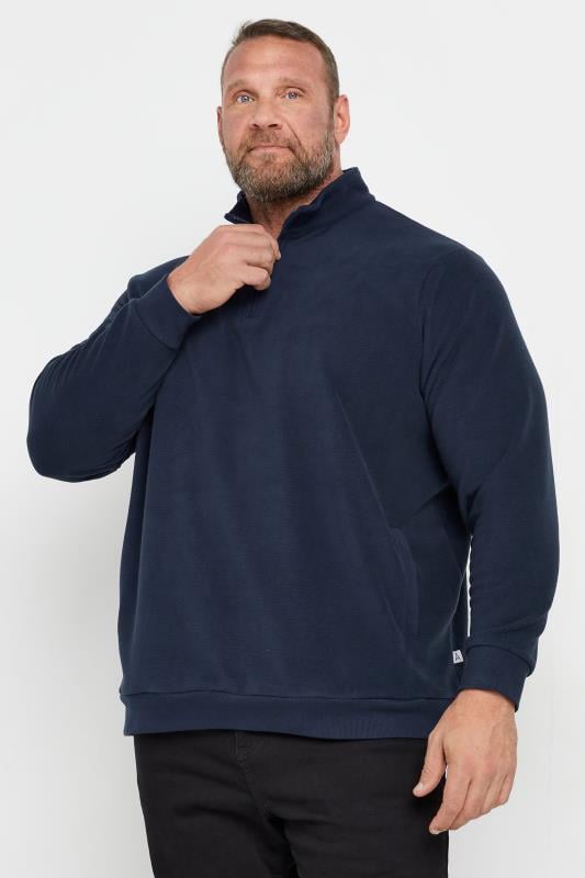 STUDIO A Big & Tall Navy Blue Quarter Zip Fleece | BadRhino 2