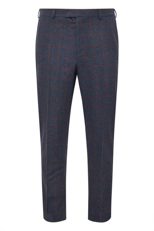 Men's  BadRhino Big & Tall Blue & Red Checked Suit Trousers