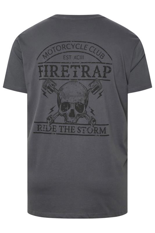 FIRETRAP Big & Tall Grey Storm Skull Print T-Shirt | BadRhino 2