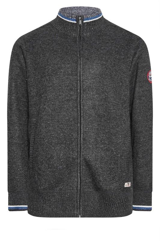 D555 Big & Tall Grey Zip Through Sweatshirt | BadRhino 3