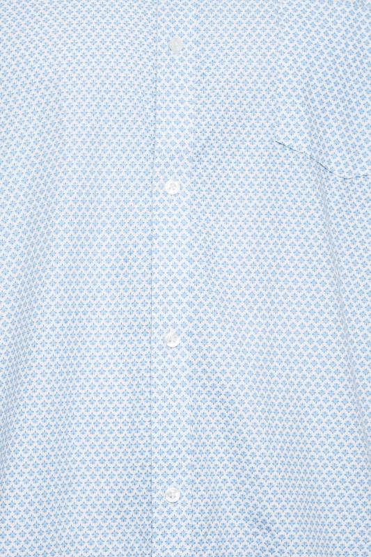 BadRhino Big & Tall White & Blue Geometric Print Poplin Shirt | BadRhino 2