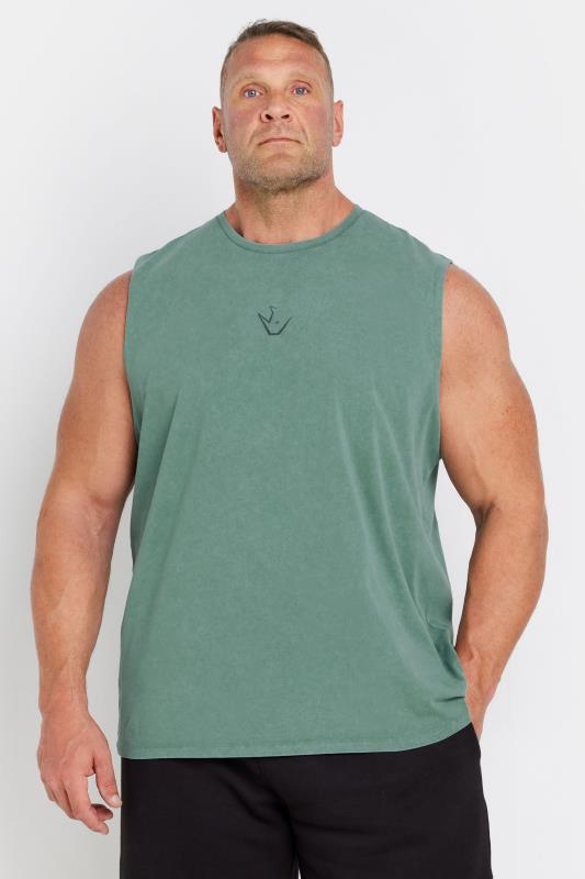 IronRhino Big & Tall Green Acid Wash Sleeveless Tee | BadRhino 2