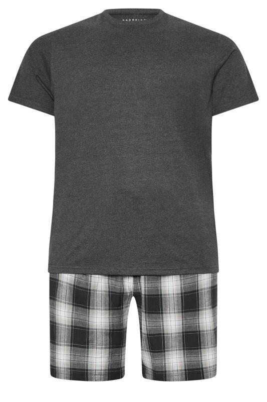 Men's  BadRhino Big & Tall Black Checked Shorts and T-Shirt Pyjama Set