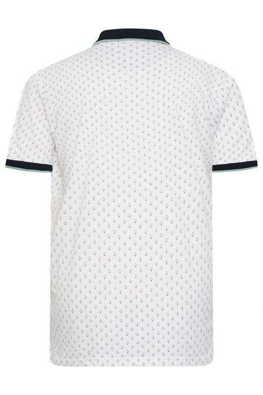 KAM Big & Tall White Geometric Print Polo Shirt | BadRhino 4