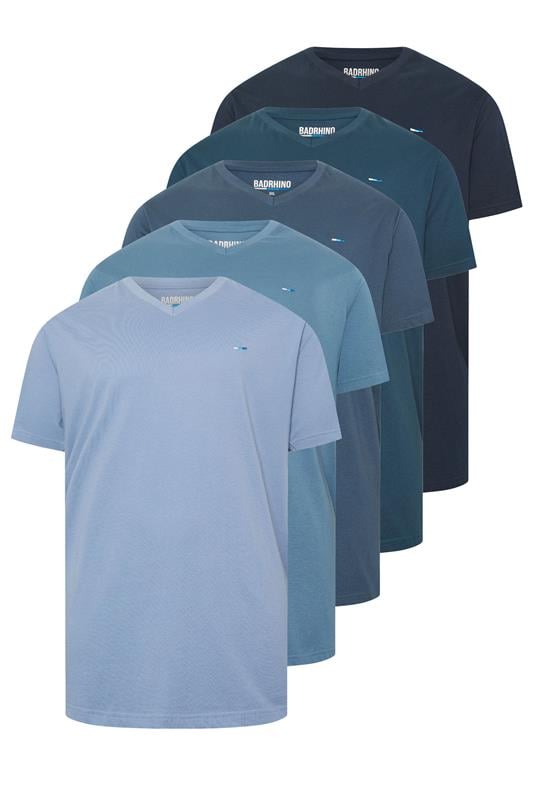 Men's  BadRhino Big & Tall Navy Blue 5 Pack V-Neck T-Shirts