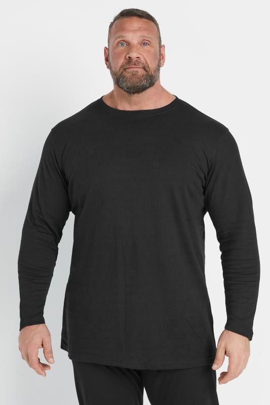 D555 Big & Tall Black Thermal Long Sleeve T-Shirt | BadRhino 1