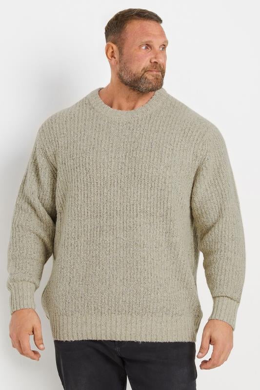 Men's  JACK & JONES Big & Tall Stone Brown Crew Neck Jumper