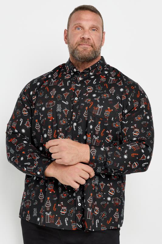 BadRhino Big & Tall Black Christmas Print Shirt | BadRhino 3