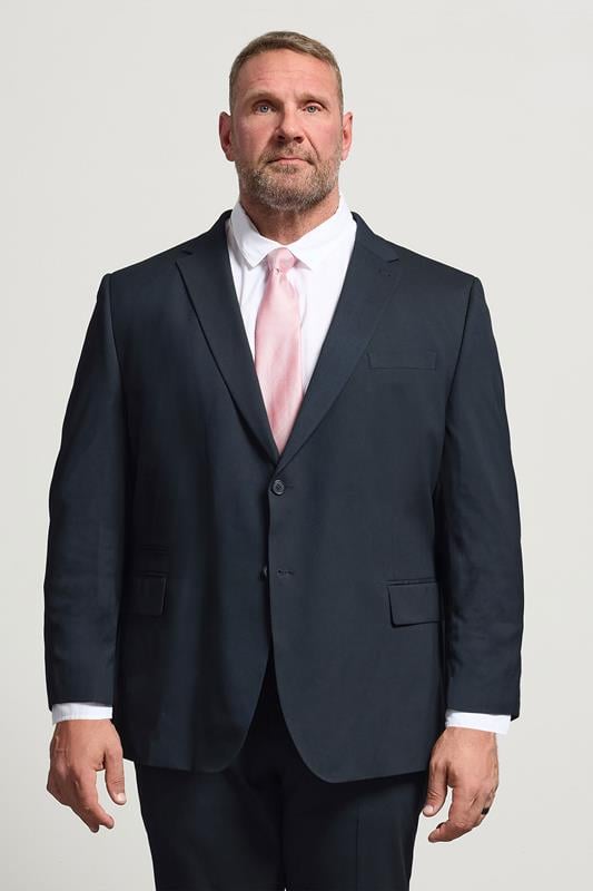 BadRhino Big & Tall Navy Blue Plain Suit Jacket | BadRhino 2