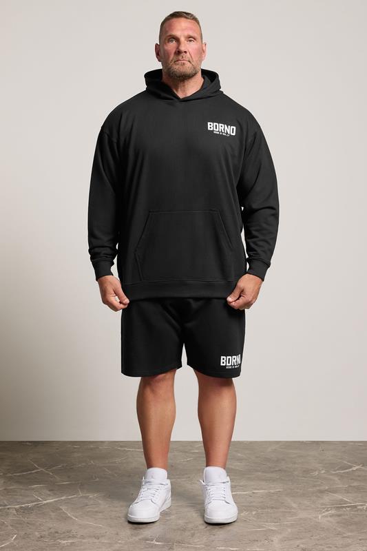BDRNO Premium Big & Tall Black Logo Jogger Shorts | BadRhino 1