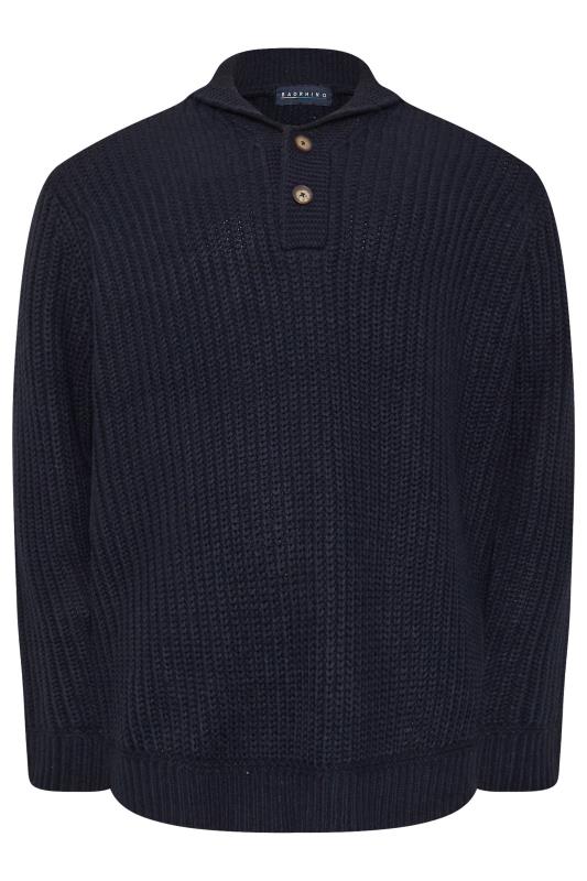 BadRhino Big & Tall Navy Blue Shawl Jumper | BadRhino 4