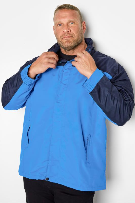 Men's Coats KAM Big & Tall Blue Colour Block Waterproof Jacket