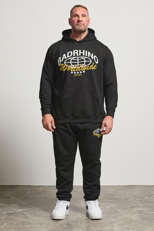 BadRhino Big & Tall Black Worldwide Print Joggers | BadRhino 2