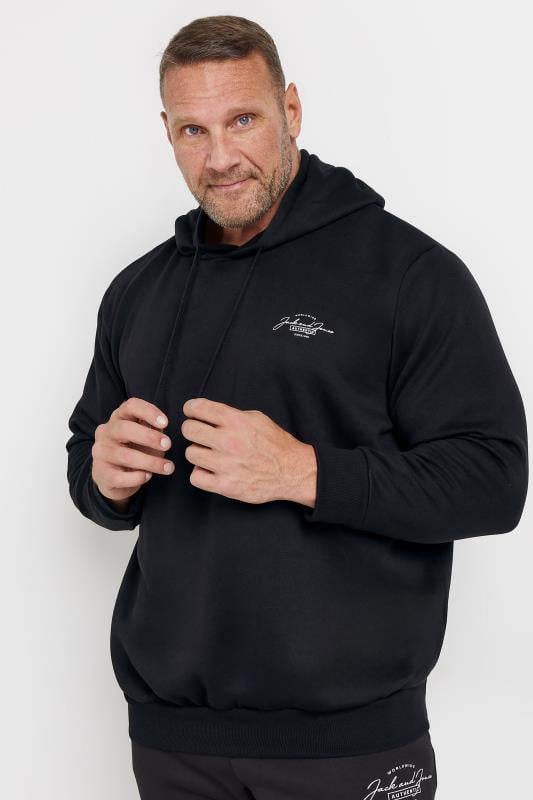 JACK & JONES Big & Tall Black Small Logo Hoodie | BadRhino 1