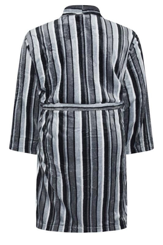 ESPIONAGE Big & Tall Grey Striped Fleece Dressing Gown | BadRhino 5