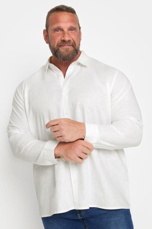 Men's  BadRhino Big & Tall White Long Sleeve Linen Shirt