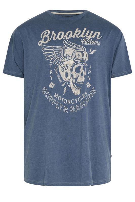  KAM Big & Tall Indigo Blue Brooklyn Motorbike Graphic Print T-Shirt