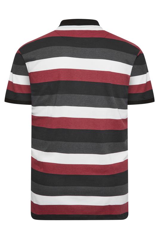 KAM Big & Tall Black & Red Striped Polo Shirt | BadRhino  4
