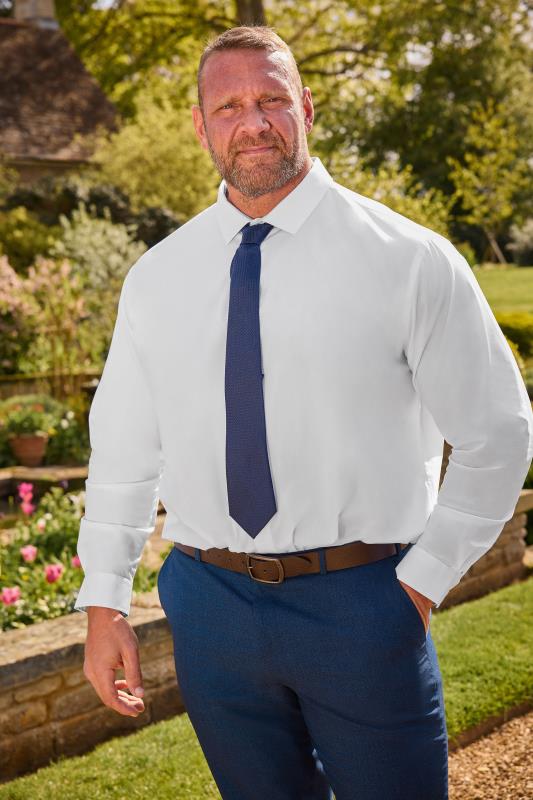 Men's  BadRhino Big & Tall Premium White Formal Long Sleeve Shirt