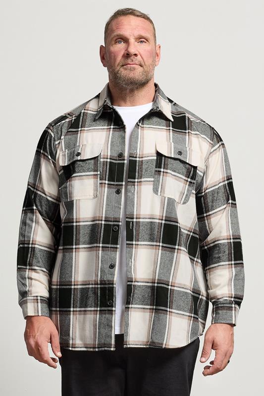 Men's  JACK & JONES Big & Tall Crockery White Check Overshirt