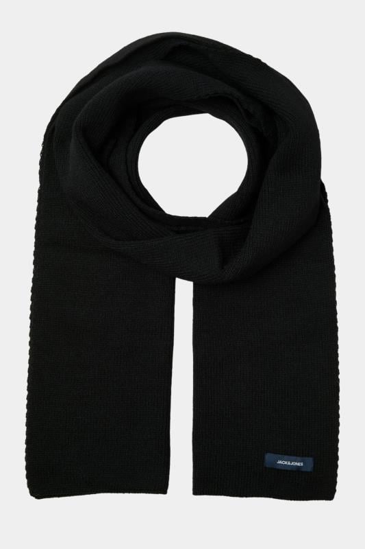 JACK & JONES Big & Tall Black Knitted Scarf | BadRhino 1