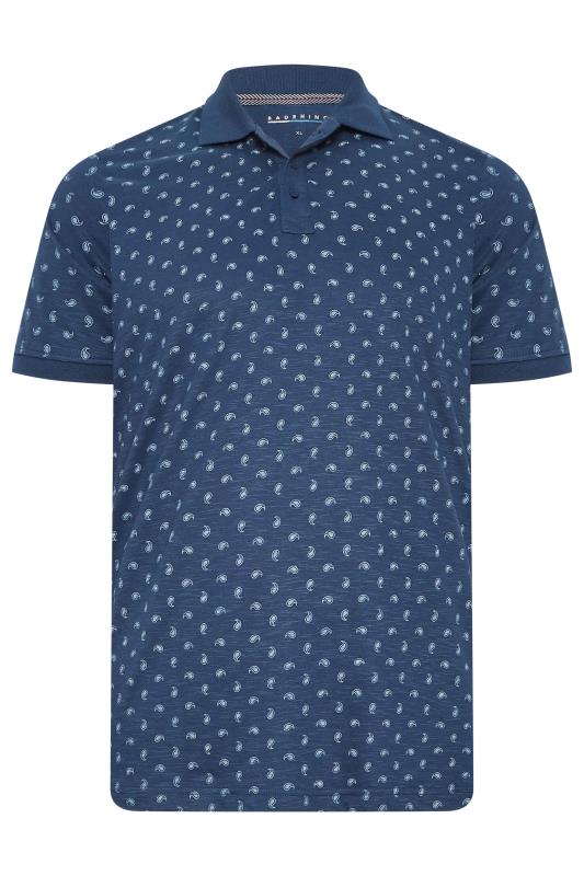 BadRhino Big & Tall Navy Blue Shell Print Polo Shirt | BadRhino