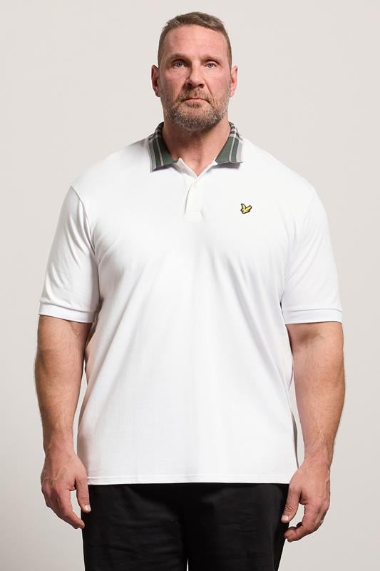  LYLE & SCOTT Big & Tall White Tartan Collar Polo Shirt
