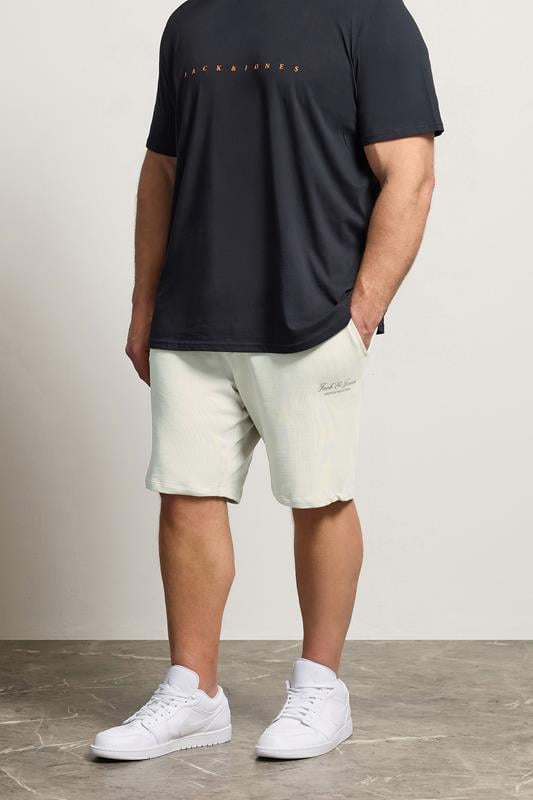  JACK & JONES Big & Tall Moonbeam White Logo Jogger Sweat Shorts